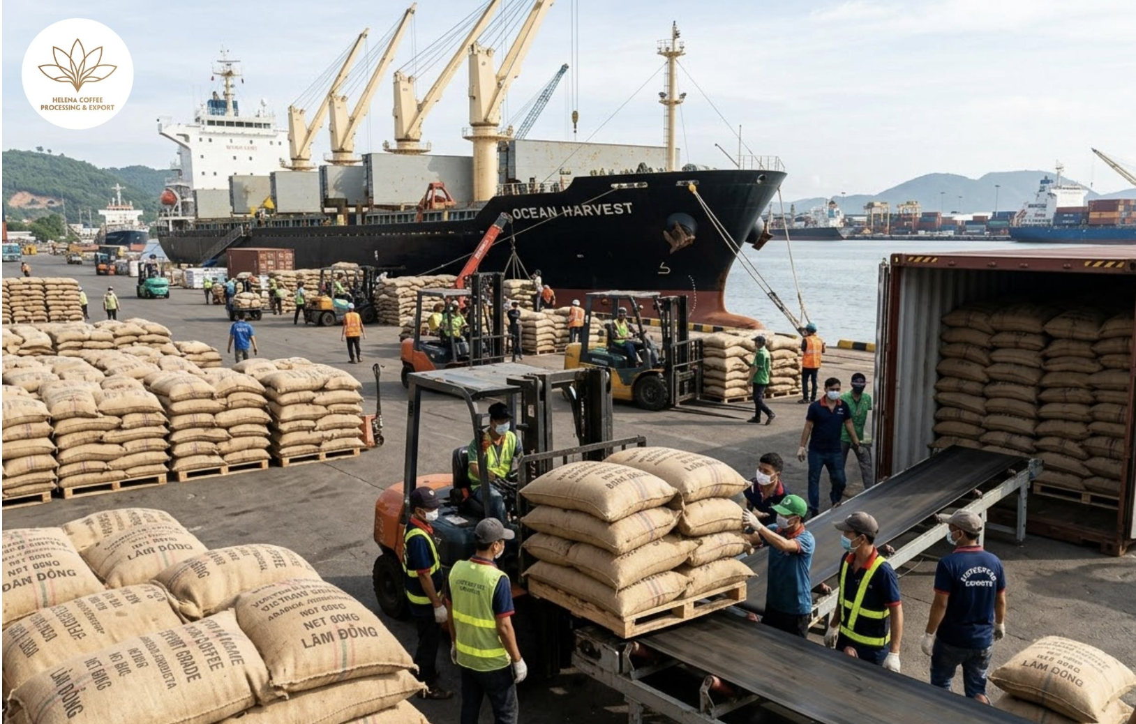 Coffee Export Loading at Port
